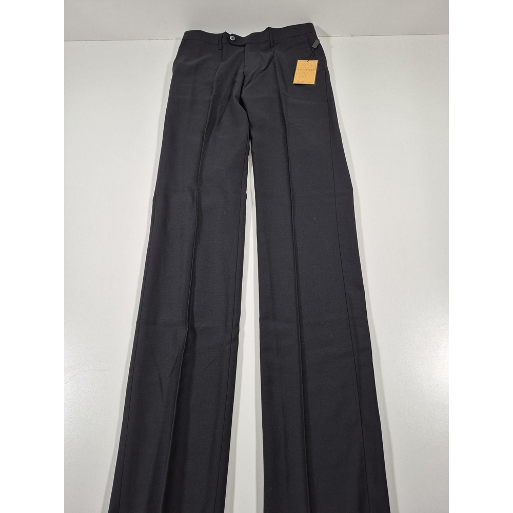 Galante Dress Pants Mens 32x36 Black Wool Pleated Straight Classic Italy NWT